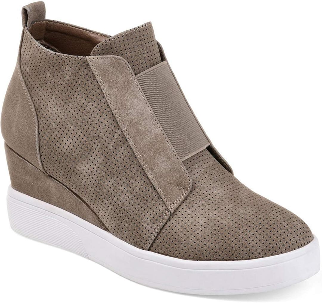 Athlefit Women's Wedge Sneakers Hidden Heel Platform Wedge Booties Hidden Wedgie Sneakers (8, New-brown)
