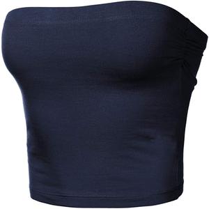 Women's Shapewear Tube Tops Strapless Ruched Built-in Shelf Bra Casual Size M