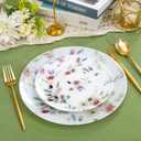 LIYH 32 Pcs Floral Plates Set Heavy Duty Plastic Plates Spring Pink Floral Plastic Plate Elegant Wedding Baby Shower Flower Dinnerware Set - 10.25" Dinner & 7.5" Dessert Plate