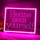 Please Seat Yourself Neon Signs for Wall Decor Funny Bathroom LED Light Up Signs Pink Neon Sign Pink Lights Funny Mens Bathroom Wall Art Decor Restroom Decorations Word Signs Size 13.8*10.7in(GLND230)