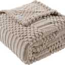 60x80 Inch Brown Twin Blanket - Soft & Fluffy Fleece, Neutral Tan Color, Cute & Aesthetic, Perfect for Sofa, Couch, Chair, Bed, Living Room & Bedroom, All-Season Use, Plush & Cozy Decorative Blanket
