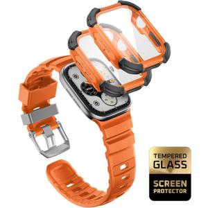 i-Blason for Apple Watch Series 11 band 10 band 46mm with 2 Cases [Built-in Tempered Glass Screen Protector], Sports Adjustable Silicone iWatch Band for Apple Watch Series 11 Series 10 [46mm], Coral