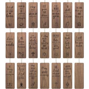 40 Pieces Religious Bookmarks Vintage Wooden Christian Bookmarks Inspirational Religious Gifts Baptism Bible Verses Gifts for Women Men Book Lovers Supplies, 5.12 x 1.77 Inches