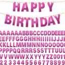 TaoBary 112 Pcs DIY Letter Kit Glitter Customizable Banner Letters Include 107 Letters and Numbers 3 Rope and 2 Needles for Birthday Halloween Christmas Wedding Valentine Party Decor(Bright Pink)