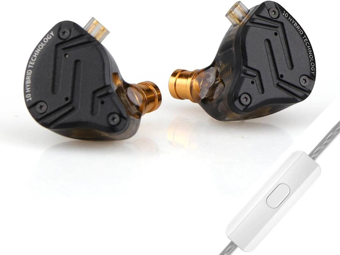 Linsoul KZ ZS10 PRO X Upgraded 1DD+4BA Hybrid Driver HiFi in Ear Earphones IEM with Alloy Faceplate, Detachable Silver-Plated Recessed 2Pin Cable for Audiophile Musician DJ Stage(with Mic)