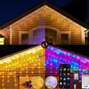 LED Icicle Lights for Outdoor Christmas Decorations,98Ft 1200 LEDs Color Changing Christmas Fairy Light,APP & Remote Control,8 Lighting Modes,Plug in RGB hanging Curtain Light for Xmas Party Wedding