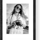 puthiac 9x12 Solid Oak Wood Picture Frame, Fits 6x8 with Mat or 9x12 Without Mat, Wall or Tabletop Display with Stand, Vertical or Horizontal, Plexi Front, 1 Pack, Black