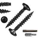 Wensilon (2 lbs)#8 x 1-1/2" Black Lag Screws, Structural Wood Screw, Heavy Duty Construction Screw, Rust Resistant, Washer Head, Black Coated Exterior Wood Screws, Star Drive with Bit
