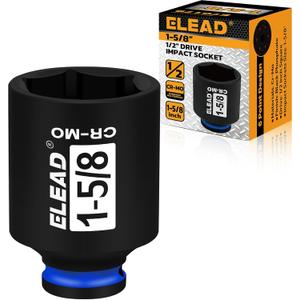 ELEAD 1/2" Drive Deep Impact Socket, 1-5/8 inch SAE 6 Point 1/2-inch Drive Impact Axle Nut Sockets, CR-MO Nut Socket Set, Oil Filter Sockets, Tools for Easy Removal of Axle Shaft Nuts