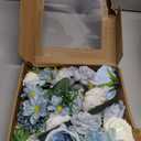 Light Blue Flowers Artificial Roses Combo Set Fake Blue Silk Flowers Faux Peony Flowers Mix Hydrangea Dahlia with Stems for Wedding Bouquets Baby Bridal Shower Party Floral Arrangements Decor