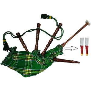 Kids Mini Bagpipes Real Playable Toy with Rosewood Pipes and 2 Reeds Perfect for Beginner Musicians (Irish Green)