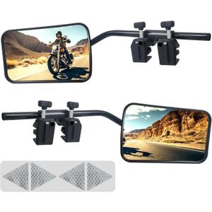 Mirror Extenders For Towing, 360 Adjustable Tow Mirrors with Sturdy Iron Bracket Clap, for Motorhome SUV RV Trailer Van Trucks, Black, Pair (Left+Right)