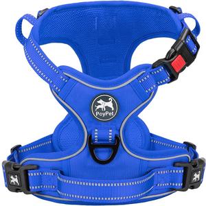 PoyPet No Pull Dog Harness, No Choke Reflective Dog Vest, Adjustable Pet Harnesses with Easy Control Padded Handle for Small Medium Large Dogs(Royal Blue,S)