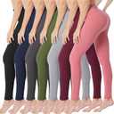 VALANDY Creamlush High Waisted Leggings for Women Buttery Soft Stretchy Tummy Control Workout Yoga Running Pants(S-3XL) (7 Packs-black/Navy/Dark Gray/Light Gray/Olive/Pink/Burgundy)