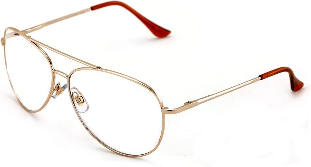 Men Aviator Progressive Clear Lens No Line Reading Glasses Tri-Focal Reader Spring Hinge (Gold, 1.75)