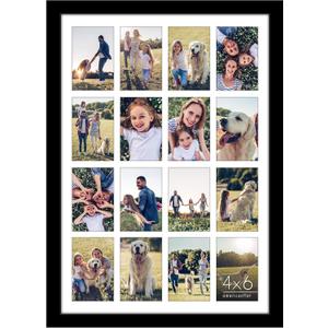 Americanflat 4x6 Collage Picture Frame with Polished Plexiglass - Multi Picture Frames Fit Sixteen 4x6 Photos or Use as One 18x26 Poster Frame for Wall Display - Signature Collection - Black