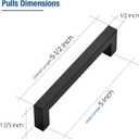 JOY DECOR Cabinet Handles, Black Cabinet Pulls, 2 Pack Kitchen Closet Handles 5 Inch, Square Drawer Pulls Stainless Steel Drawer Hardware, 128mm Hole Centers