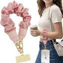 Anti Theft Phone Wrist Strap, Elastic Universal Phone Lanyard for Cell Phone, Cute Scrunchie Design Wristband (Pink)