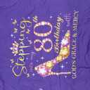 Stepping Into My 80th Birthday with God's Grace & Mercy Cute T-Shirt (Purple, M)