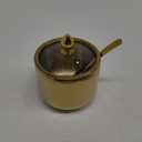 IBWell 10oz Sugar Bowl with Lid and Spoon Gold Sugar Container with Spoon for Coffee Bar Kitchen Accessories for Seasoning Sugar Salt Coffee Bean