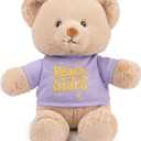 GUND Reach for The Stars Sustainable Message Bear with Purple T-Shirt, Teddy Bear Made from 100% Recycled Materials for Ages 1 and Up, Tan, 12 (Tshirt Teddy Bear -Reach for the Stars)