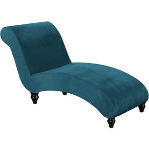 FantasDecor Chaise Lounge Slipcover Velvet Luxury for Living Room Indoor Stretch Ultra Soft Machine Washable, Deep Teal (No Armrests)