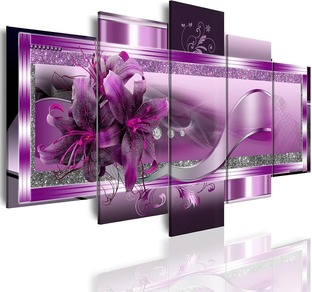 LUDUHU Abstract Orchid Flowers Canvas Print - Abstract Wall Art, Purple Floral Painting Decor for Home Decoration Artwork Picture, bedroom wall decor (C,Oversize 40x20inch) LUDUHU Abstract Orchid Flowers Canvas Print - Abstract Wall Art, Purple Floral Painting Decor for Home Decoration Artwork Picture, bedroom wall decor (C,Oversize 40x20inch)