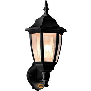 FUDESY Outdoor Wall Light Dusk to Dawn, Porch Sensor Light Black Plastic Anti-Corrosion with LED Edison Filament Bulb, Exterior Mount Lantern for House, Garage (1-Pack), FDS2542PS-B