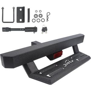 Just-V Hitch Step for Pickup Truck Trailer Tow Hitch Step Textured Black Non-Slip Strong Steel Rear Bumper Step Hitch with Pin Lock U-Bolts 2" Hitch Receiver Stabilize 220LBS Maximum Load
