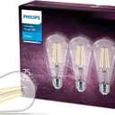 PHILIPS Vintage Clear Spiral ST19 Dimmable LED Light Bulbs - E26 Bulb - Flicker-Free Light Bulb with EyeComfort Technology - Daylight 5000K Lightbulb - 800 Lumen - 4 Pack