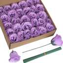 Glitter Roses Bouquet,30PCS Fake Purple Roses Glitter Flowers for Crafts Wedding Bouquet Home Decoration (Lilac)