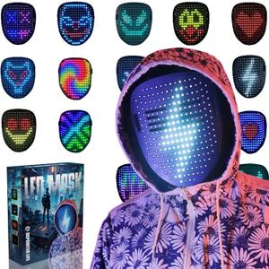 Depointer Life Led Mask with Gesture Sensing,Unisex LED Lighted Face Transforming Mask for Costume Cosplay Party Masquerade