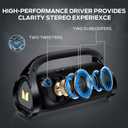 Monster Adventurer Max Bluetooth Speaker with Two Wireless Microphones, IPX7 Waterproof Outdoor Speaker with 100W Powerful Stereo Sound, Portable for Home, Party, Camping, Gold