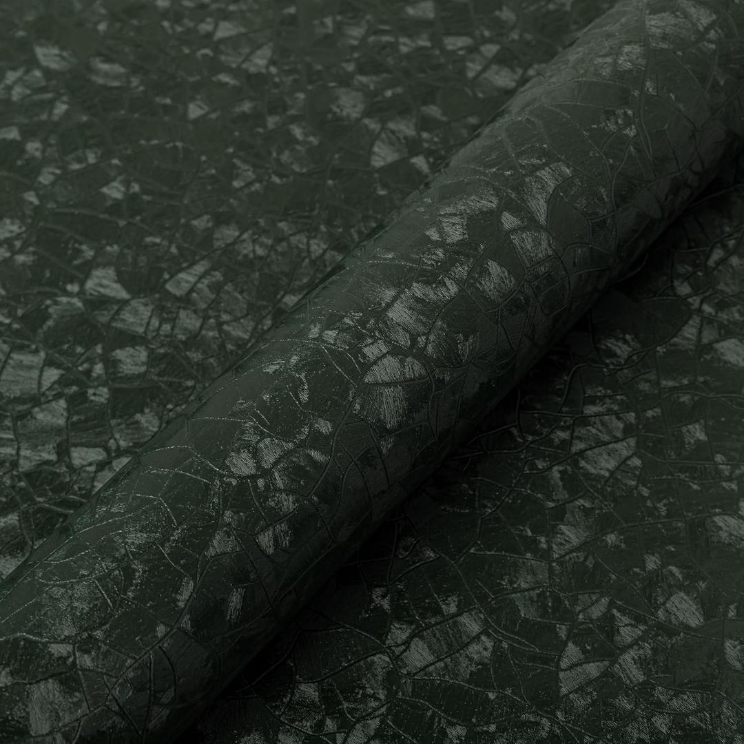 Abyssaly Dark Green Peel and Stick Wallpaper - Modern Textured Embossed Wall Paper - Removable Self Adhesive Vinyl Wrap Waterproof Contact Paper for Bathroom Bedroom Cabinet Home Decor 15.7" x 393.7"