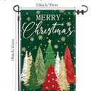 Merry Christmas Garden Flag Red Green Xmas Trees Snowflakes Patterns Yard Flag 12x18 Inch Garden Decorative Sign with Double-Sided Printing for Home Outside Yard Welcome Sign