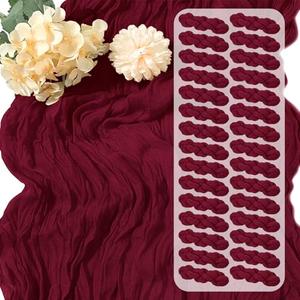 30 Pack Burgundy Cheesecloth Table Runner 17 x 108 inch Cheese Cloth Table Runners 9ft Burgundy Table Runner Rustic Romantic Sheer Gauze Runner for Wedding Party Baby Shower Table Decoration