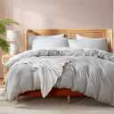 Nestl Light Grey Duvet Cover Queen Size - Soft Double Brushed Queen Duvet Cover Set, 3 Piece, with Button Closure, 1 Duvet Cover 90x90 inches and 2 Pillow Shams