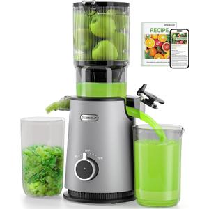 Cold Press Juicer - Wide Mouth Feed Chute with Self Feeding Design - Slow Masticating Juicer for Vegetables and Fruits - Juice Extractor Machine High Juice Yield - Easy to Clean & Assemble