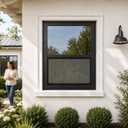 Vinyl Single Hung Sliding Window, 24" x 30" Black
