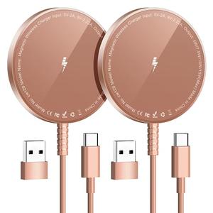 Magnetic Wireless Charger for iPhone: Compatible with Magsafe Charger iPhone 17 16 15 14 13 12 Series & Airpods 4 3 2 Pro-Fast 15W Max Charging Pad Strong Magnet, Dual USB-C/A Ports-Home Office Travel