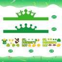 2 x 30 Pack St. Patrick's Day Crown Crafts Kit for Kids Classroom with Elastic Band, Blank Green Shamrock Clover Paper DIY Hats with Gold Coins Stickers for Irish St Patricks Day Theme Party Supplies (Green)
