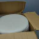 Round Ottoman with Storage Set of 2, White Vanity Stool, Upholstered Velvet Storage Ottomans, Makeup Chair Seat for Bedroom, Small Pouf Footstool for Living Room