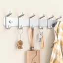 pickpiff Coat Hook Wall Mount: Silver Heavy Duty Metal Hook Rail with 6 Double Dual Hooks Hanger for Coat, Hat, Bag, Key in Mudroom, Enteyway, Bathroom, 1-Pack
