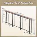 Huuger Narrow Console Table with Power Outlets & USB-C, Rustic Brown, 110.2"-133.9"W x 5.9"D