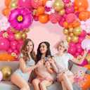 Ouddy Life 175Pcs Hot Pink and Orange Balloons Arch Garland Kit, Pink and Orange Party Decorations with Gold Balloons Foil Flowers for Women Wedding Bridal Tropical Bachelorette Birthday Decor, Large