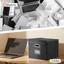 Hleelomi Collapsible File Box with Lid & Plastic Slide - Hanging Document Organizer for Office/Home, 14.96x12.6x10.83 Inch,Decorative Home File Bin,Black, 1 Pack (No Folders Included)