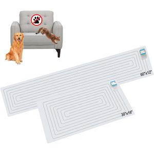 SEERWAY Scat Pet Shock Mat 2 Pieces in Different Size, Shock Pads for Dogs and Cats Training Indoor, Electric Repellent Mat Keeps Pets Off Couch, Sofa, Countertop, 3 Modes (60" x12 + 30"x16")