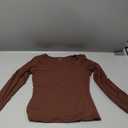 BRISIRA Women's Scoop Neck Double Lined Layering Long Sleeve Shirts Slim Fit Fall Fashion Y2K Going Out Basic Tops, M