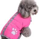 Queenmore Cold Weather Dog Coats Loft Reversible Winter Fleece Dog Vest Waterproof Pet Jacket, Pink , XXL