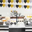 6p Banner Metallic Foil Fringe Wall Hanging Tinsel Fringe Banners backdrop for Parade Floats Garland Wedding Parties Graduation New Year Retirement Anniversary Party Decorations(Black Gold Silver)